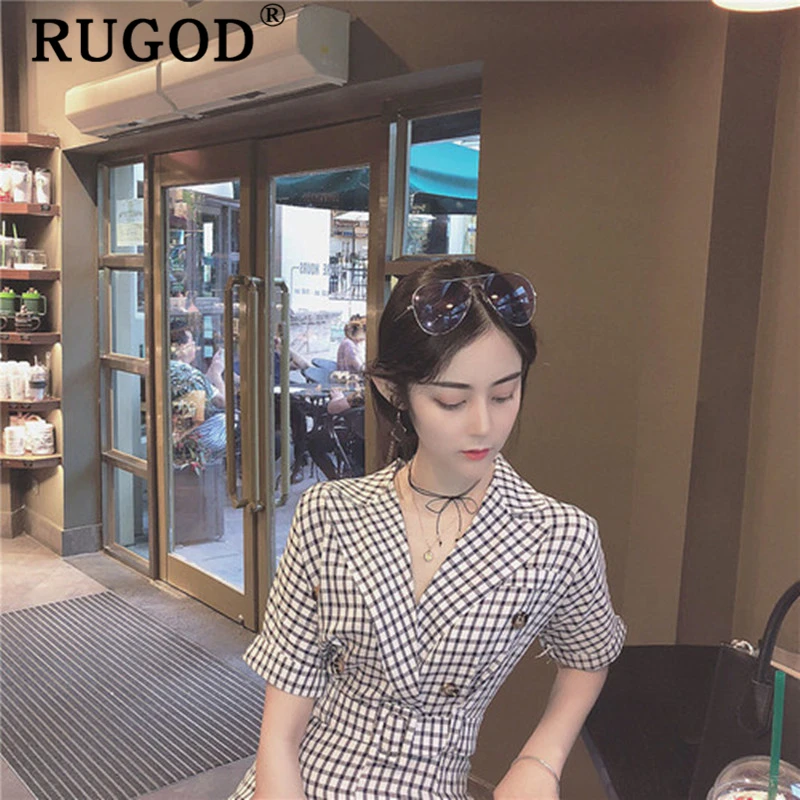 Женские клетчатые боди RUGOD топы и шорты с v образным вырезом летняя повседневная