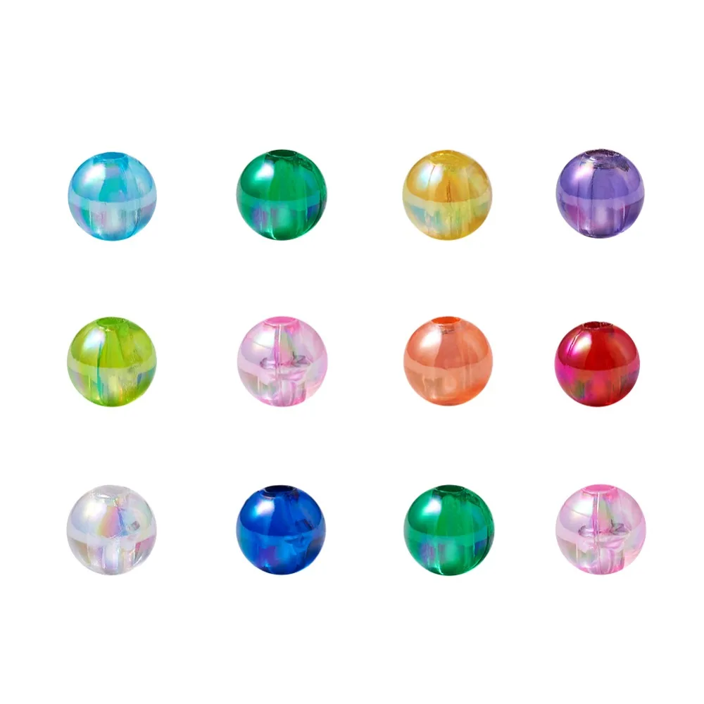 AB цветные круглые акриловые бусины Смешанные разные цвета для изготовления браслета и ожерелья 4 мм 5 мм 8 мм 10 мм Отверстие 1,5-2 мм