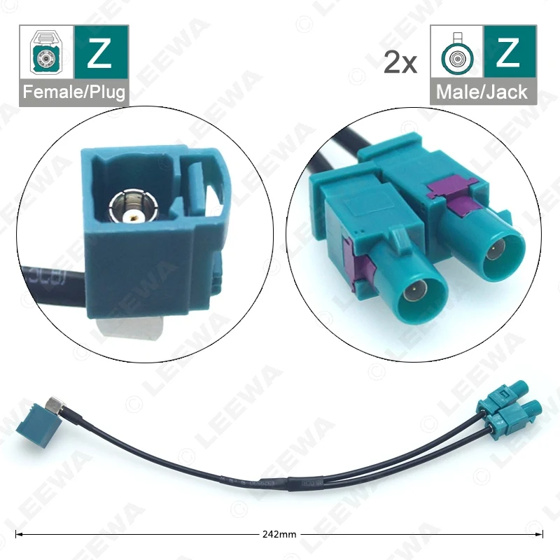 LEEWA 1PC1-Way женский сплит на 2х односторонний мужской FAKRA2-Z радио антенна терминалы с усилителем для OEM стерео головное устройство#6009