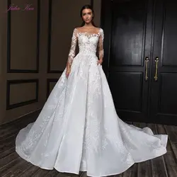 Julia Kui Scalloped Neck Off-White A-Line свадебное платье Элегантное с рукавом-крылышком на шнуровке