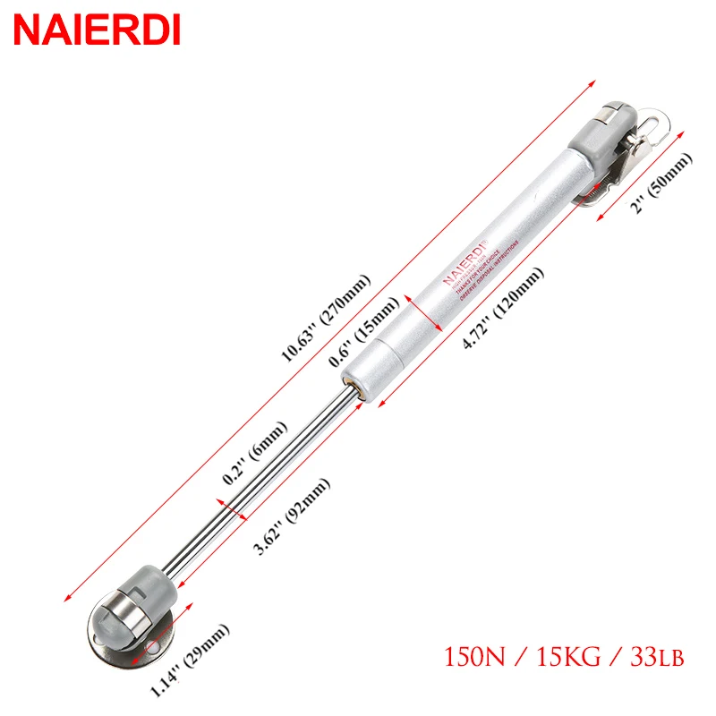 2 шт. NAIERDI 10-15 кг мебельная Пневматическая Пружина петли кухонный шкаф гидравлическая петля двери стойки Кронштейн для крышки коробка аппаратные средства - Цвет: 15KG-Gray
