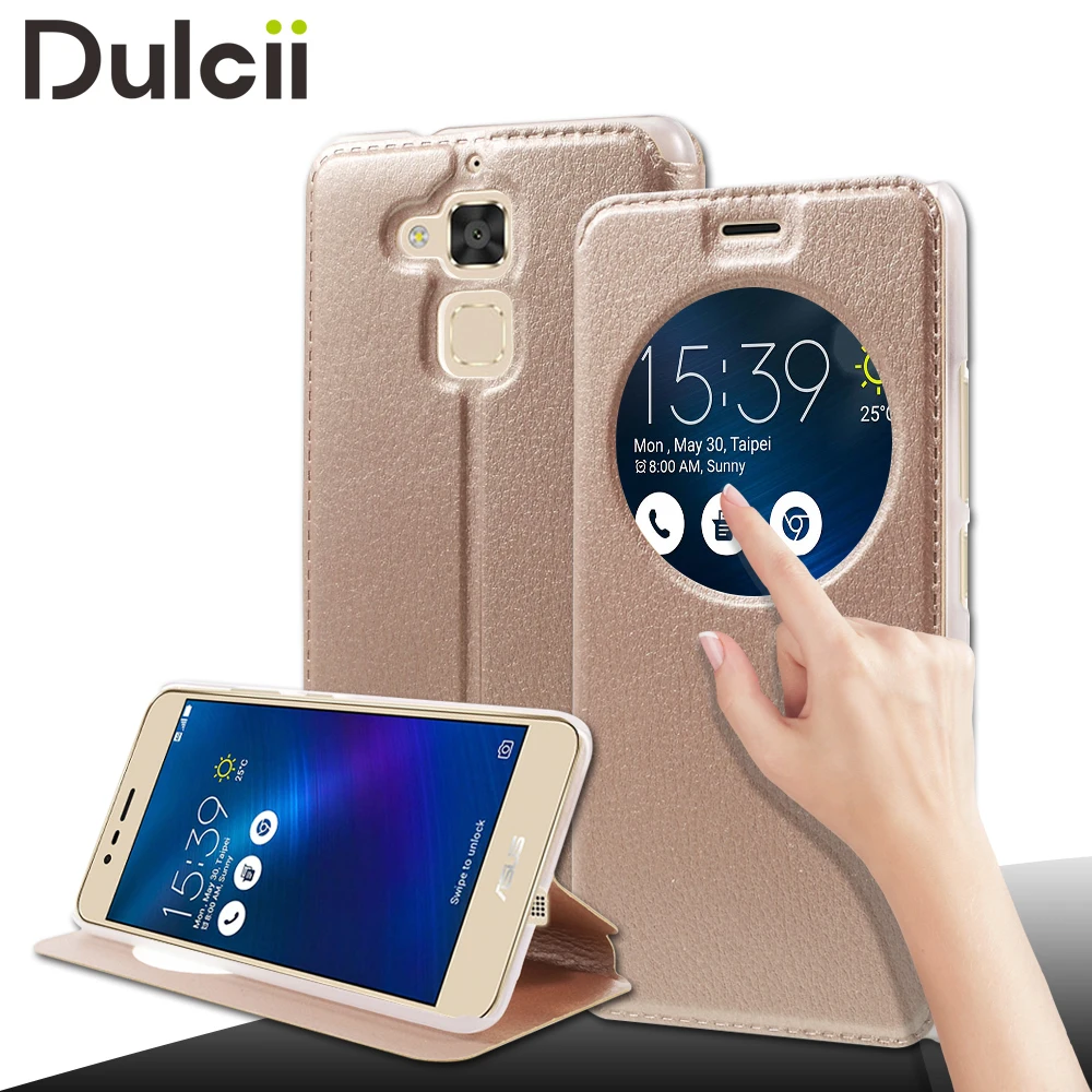 DULCII for Asus Zenfone 3 Max ZC520TL Case 5.2 Hollow View Window PU Leather Stand Flip Phone Cover Coque | Мобильные телефоны и