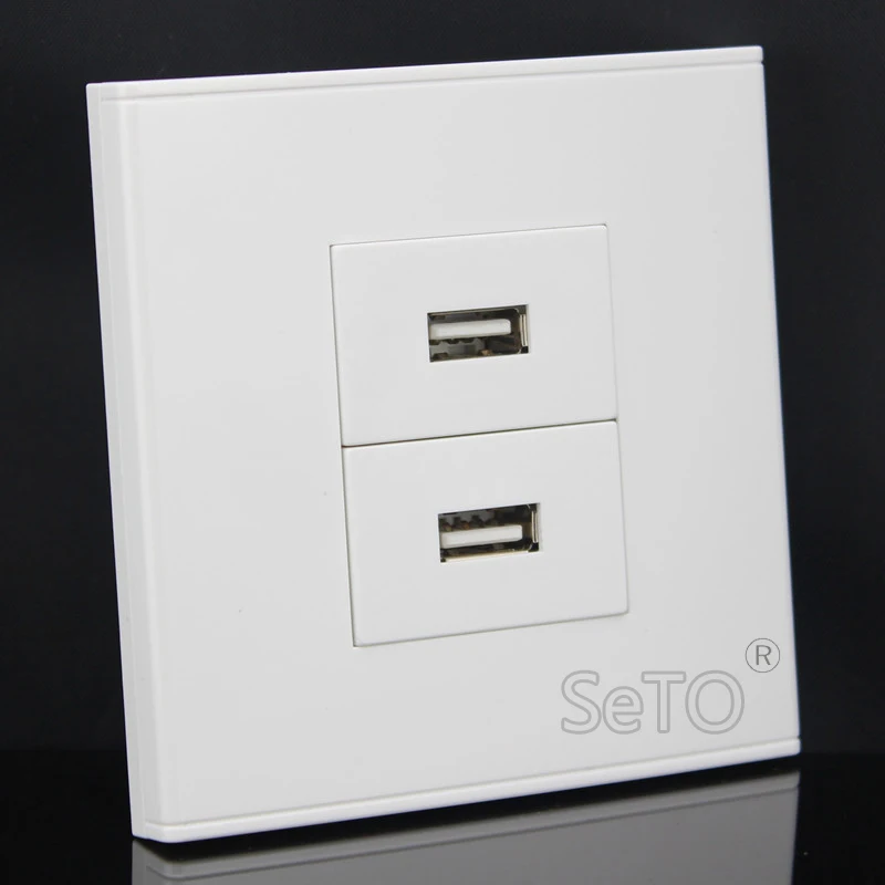 SeTo 86 Тип двойные порты USB Разъем Панель настенная пластина розетка Keystone Лицевая