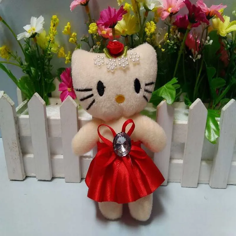12cm plush kitty with dress diamond for gift (1)