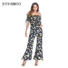 Yovamoo 2018 Rompers Retro Chiffon Floral Print Slash Neck Strapless Wide Leg Pants Summer Off Shoulder Flare Jumpsuit For Women Yovamoo 2018 Rompers Retro Chiffon Floral Print Slash Neck Strapless Wide Leg Pants Summer Off Shoulder Flare Jumpsuit For Women