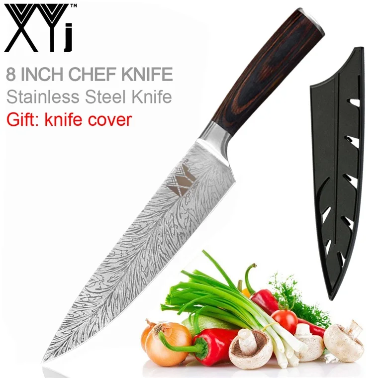 XYj поварской нож Профессиональный поварской нож инструмент 8 дюймов 7cr17 кухонный нож из нержавеющей стали эргономичная ручка Подарочный нож чехол принадлежности - Цвет: KnifeXCover Style13
