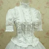 Summer women white short Tops Vintage Victorian Ruffled Bandage shirts Ladies gothic blouse lolita costume 4