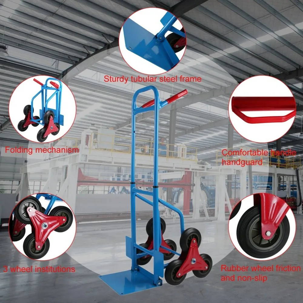 

Universal Stair Climber 200KG Climbing Cart 6 Wheel Hand Trolley Folding Flat Truck Professional Home Hardware