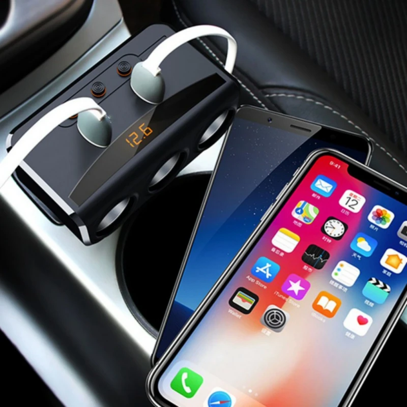 2 USB зарядное устройство + двойные розетки автомобильного прикуривателя