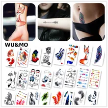Mariposa colorida Fox Pluma Arte Corporal Sexy Harajuku Impermeable Tatuaje Temporal Para El Hombre Mujer Flash Falso Pegatinas Tatuaje de Henna
