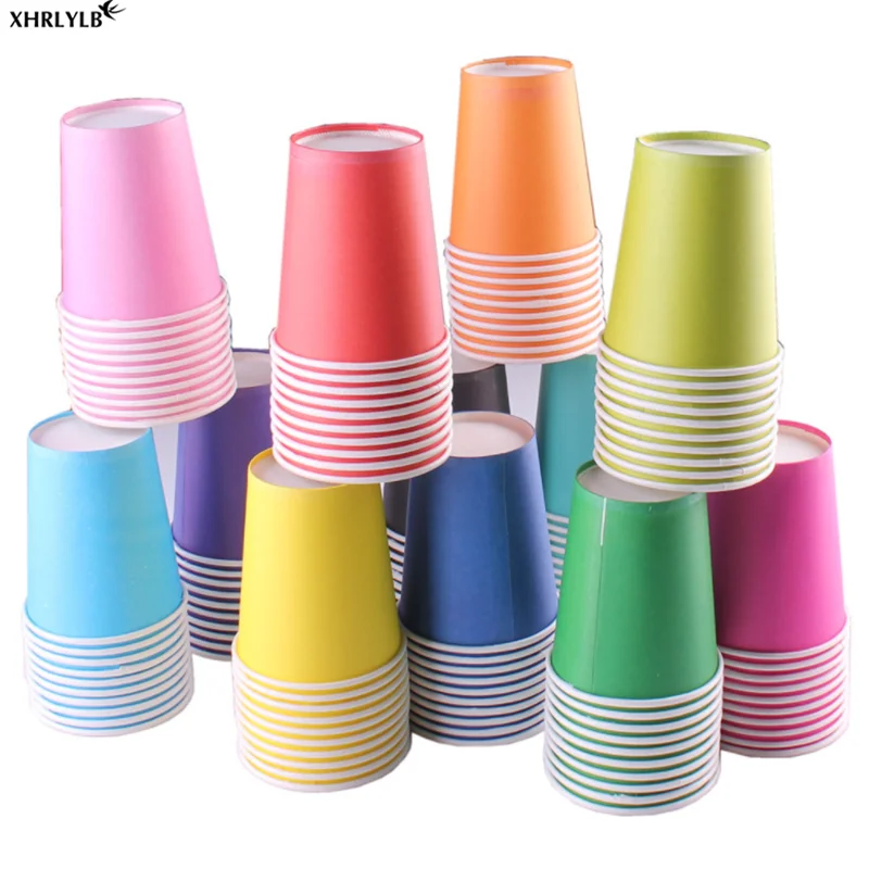 

XLRLYLB10pc Disposable Thick Color Paper Cup DIY Monochrome Paper Cup Party Supplies Wedding Decoration Baby Showe Unicornr.7z