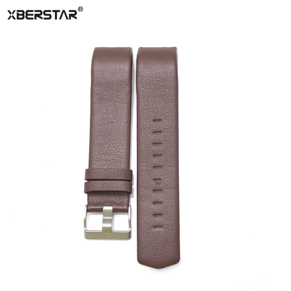 Curled Edge Leather Bracelet Strap Watchband For Fitbit charge 2 Heart Rate & Ac