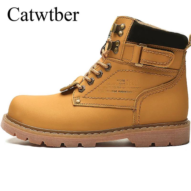

Catwtber High Quality Outdoor Men Boots 2018 Cow Split Leather Russian Style Handmade Fashion Ankle Men Motorcycle Boots