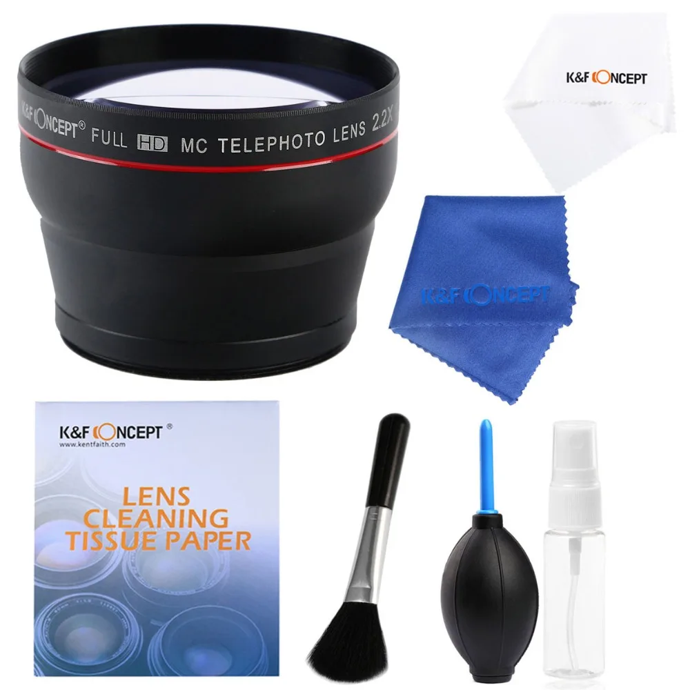 58mm 2.2X Telephoto Lens +Camera Cleaning kits+Lens Bag for Canon 350D