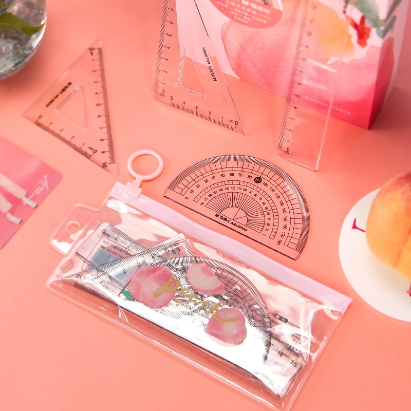 M & G 4 шт./компл. набор линейки SWEET PEACH LIMITED милая школьная фотография треугольный