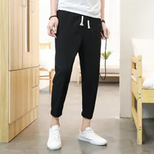 Feitong мужские прямые тонкие длинные штаны, брюки, тросы, хлопок, лен, девять очков, маленькие ноги, малекроп Пан