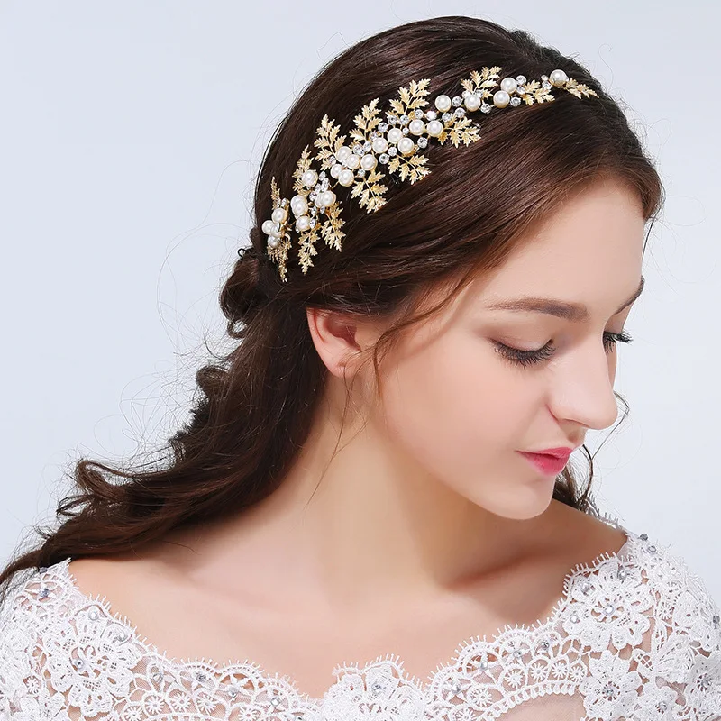 2016 Luxury Headband Gold Rhinstone And Crystal Bridal Headpiece Handmade Wedding Bride Jewelry
