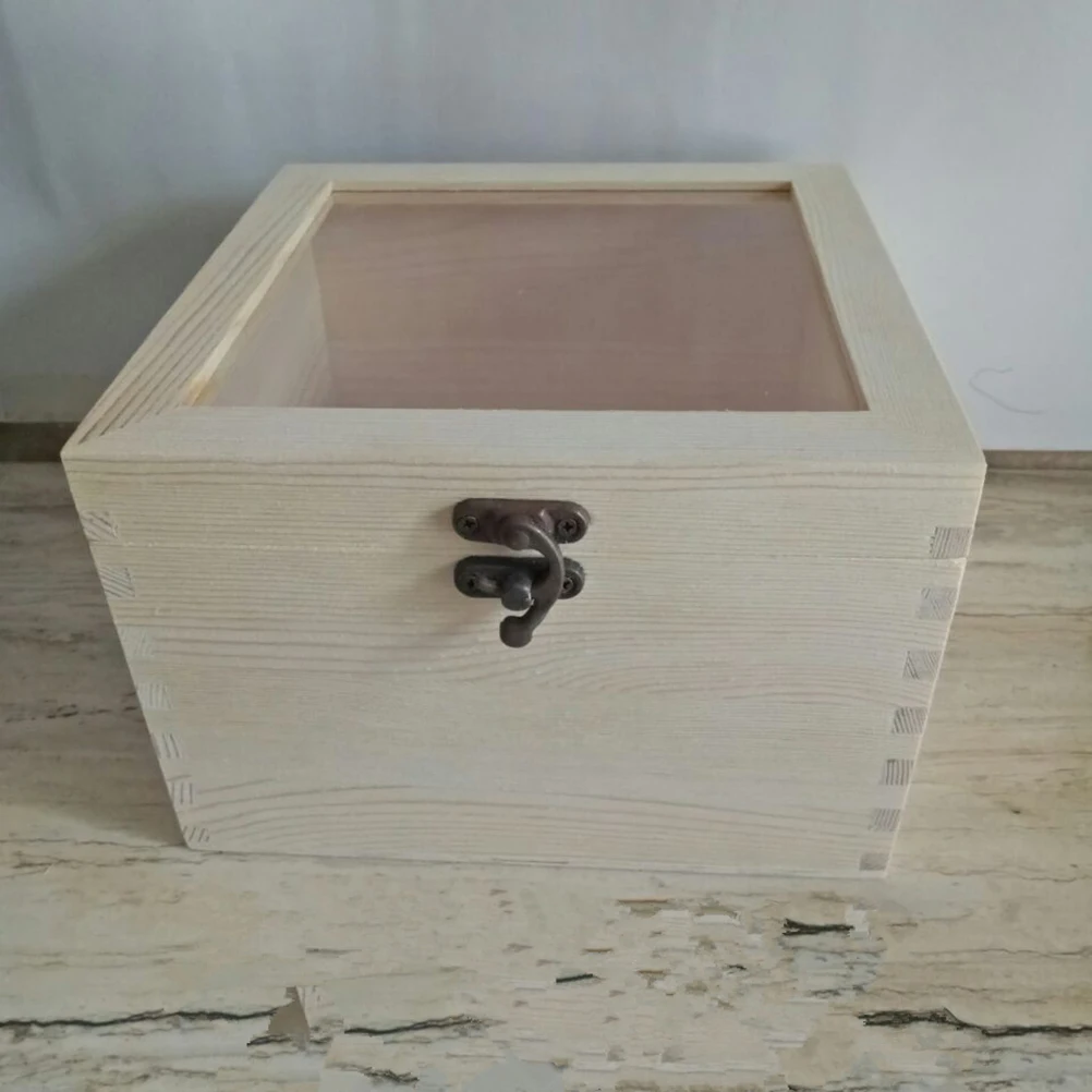 Glass Lid Christmas Wooden Gift Box Immortalized Flower Storage Box ...