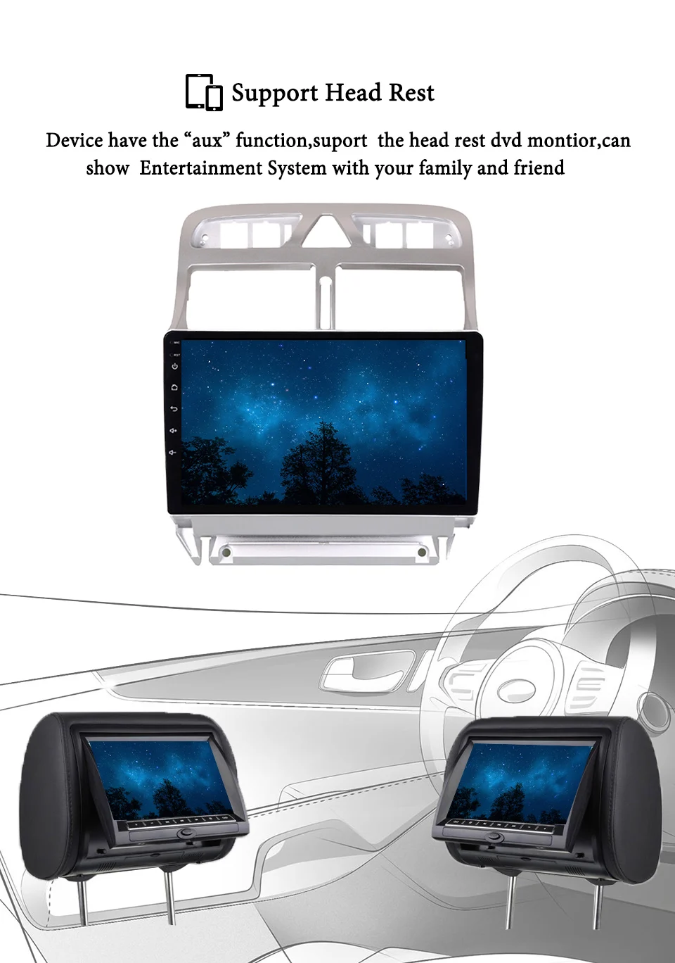 Clearance android 9.0 2 din car radio multimedia player For Peugeot 307 2002-2013 dvd gps navigation navi stereo DSP 2.5D RDS 9" 11