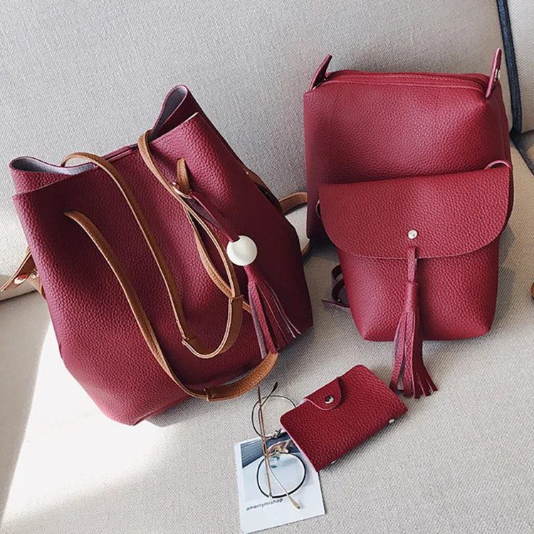 

4pcs Women's Large Capacity Shoulder Bag Set Fashion Casual Tote Bags Purse Ladies PU Leather Crossbody Bag for Women 2019 B186
