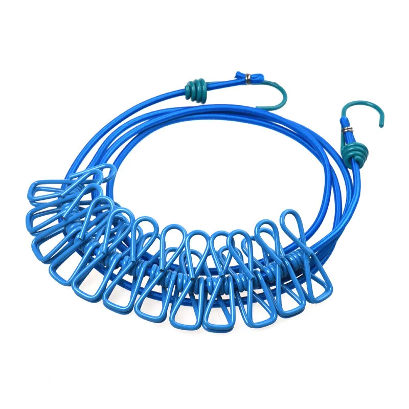 

New 185cm Portable Multifunctional Drying Rack Clips Cloth Hangers Steel Clothes Line Pegs Clothespins multicolors