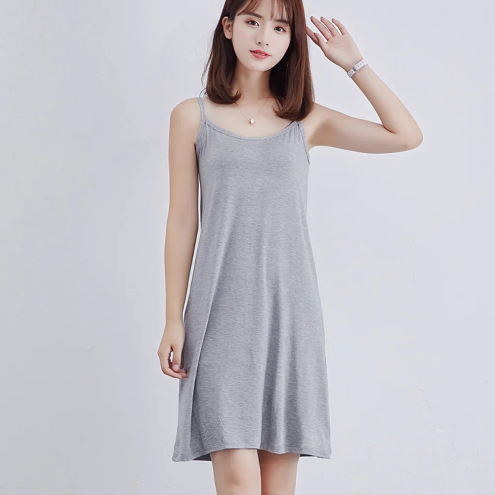 

Ladies Full Slips Modal Solid Color Camisole Summer Ladies Loose Comfortable Underdress Petticoat Strap Sleepdress