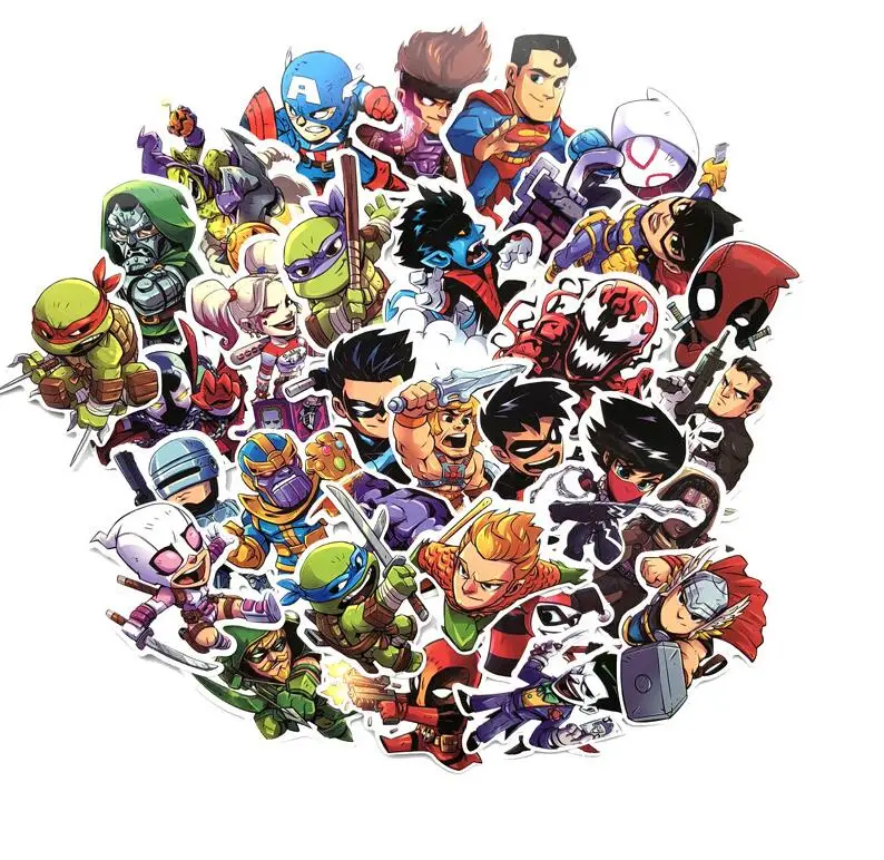 

50PCS Super Hero Marvel Sticker Pack Movies Character Stickers For DIY Skateboard Motorcycle Luggage Laptop Cartoon Sticker Set