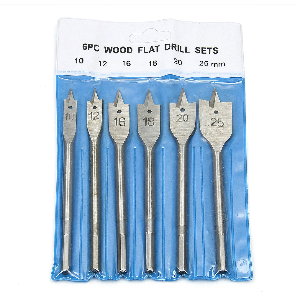 

10-25mm Flat Drill Long High-carbon Steel Wood Flat Drill Set Woodworking Spade Drill Bits Durable Woodworking Tool Sets