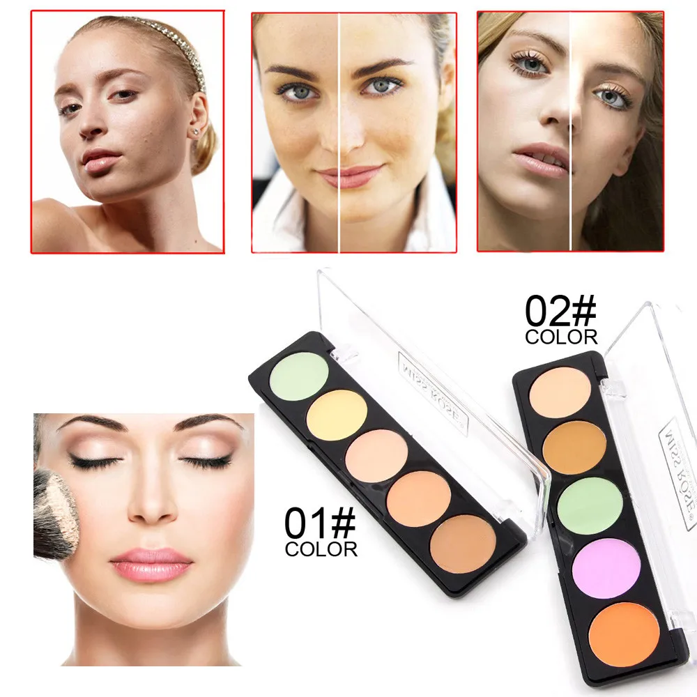 

MISS ROSE 5 Color Cream Camouflage Concealers Palette Cosmetic Makeup Cottect Light Concealer Corrective Makeup Concealers