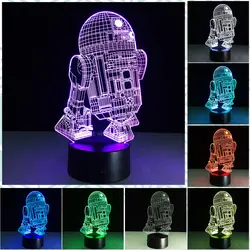 Chaohui дропшиппинг Новый 3D лампа Touch 7 цветов Смерть звездные войны R2-D2 USB акриловые Иллюзия номер атмосферное освещение игры подарки