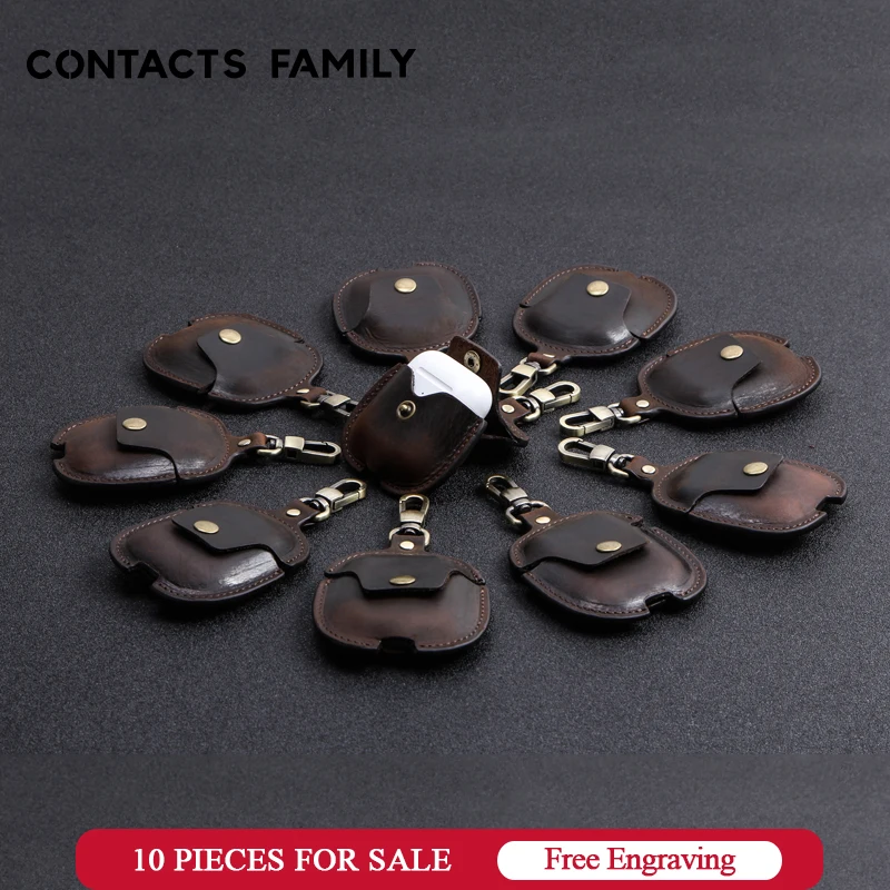 

10 Pcs wholesale Protective Earphone case For Airpods 1 2 Genuine Leather Bluetooth Wireless Case Accessories 2018 Charging Box