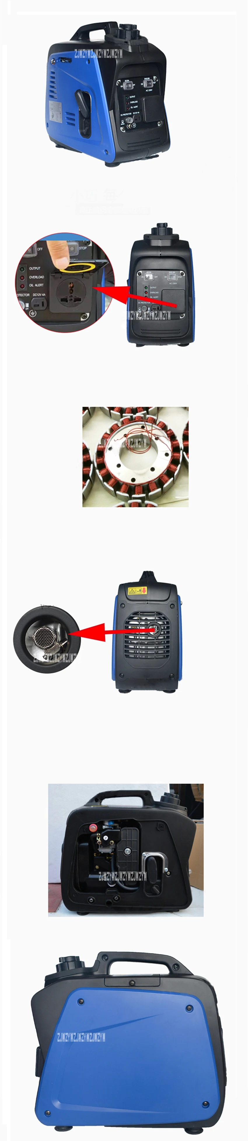 Gerador de Gasolina Acampamento ao ar Gerador a Gasolina Inversor Digital Pequeno Portátil Casa Livre Emergência 800 w 220 v 4500r - Min Xyg950i Cheap Fonte de alimentação de comutação