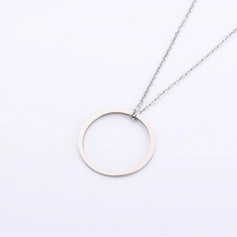 

Circle Round Pendant Lariat Women Sweater Long Necklace Stainless Steel 30mm Anulus Mujer Choker Gift For Wife Femme Colar