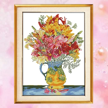 

Joy Sunday crossstitch kits needlework set Blossom flower vase 14CT11CT cottonfabric deco painting gift art factory wholesale