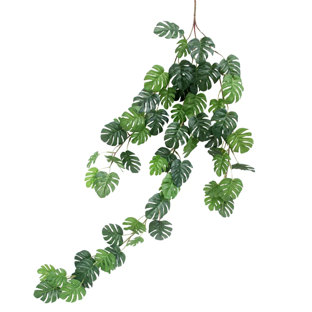 

1pc Simulation Rattan Leaves Lifelike Backdrop Monstera Vines Artificial Greenery Foliage for Stage Wedding Garden Decor