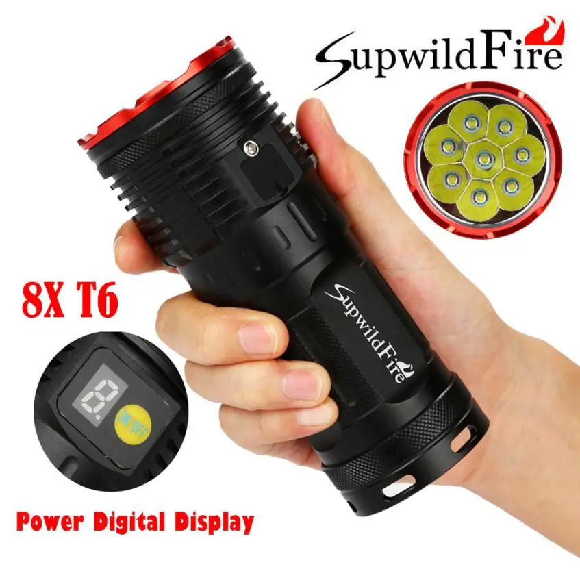 

2017 NEW FREE SHIPPING Supwildfire 16000LM 7 x XM-L T6 LED Power & Mode Digital Display Flashlight N3