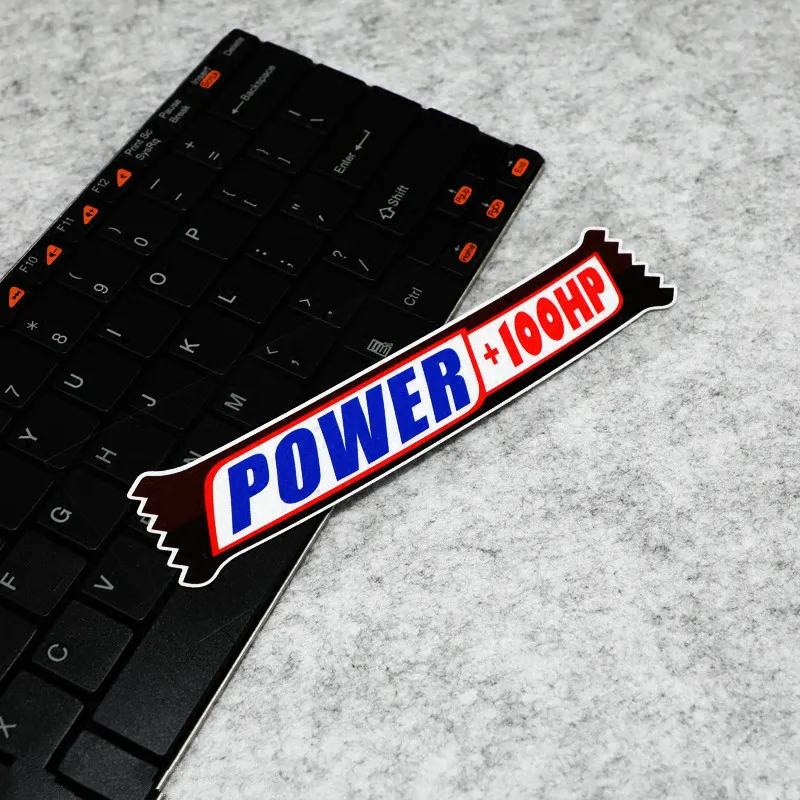 

GalonDeco Chocolate POWER +100HP Creative Reflective Car Modification Sticker Decals Motorcycle Funny Sticker