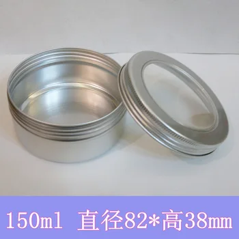 

Free Shipping 150g Aluminum Jar PET Window 150ml Cosmetic Container Gift Box Jewelry Packaging Watch Box Aluminum Container