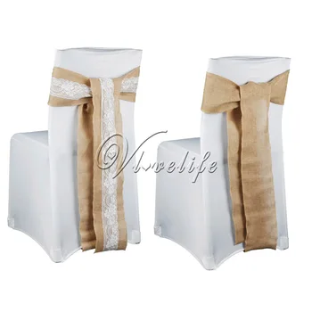 

6'' x 94'' High Quality Handmade Hessian Jute Burlap Lace Chair Bow Chair Sash Party Bridal Baby Shower Rustic Wedding Decor