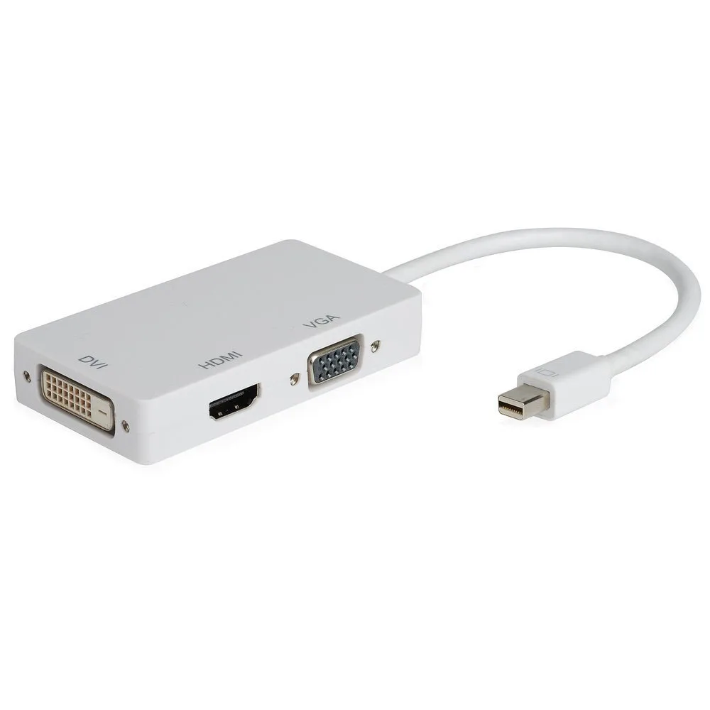 

HDMI / DVI / VGA display port cable adapter, mini display port (Thunderbolt) (R) 3 in 1, white