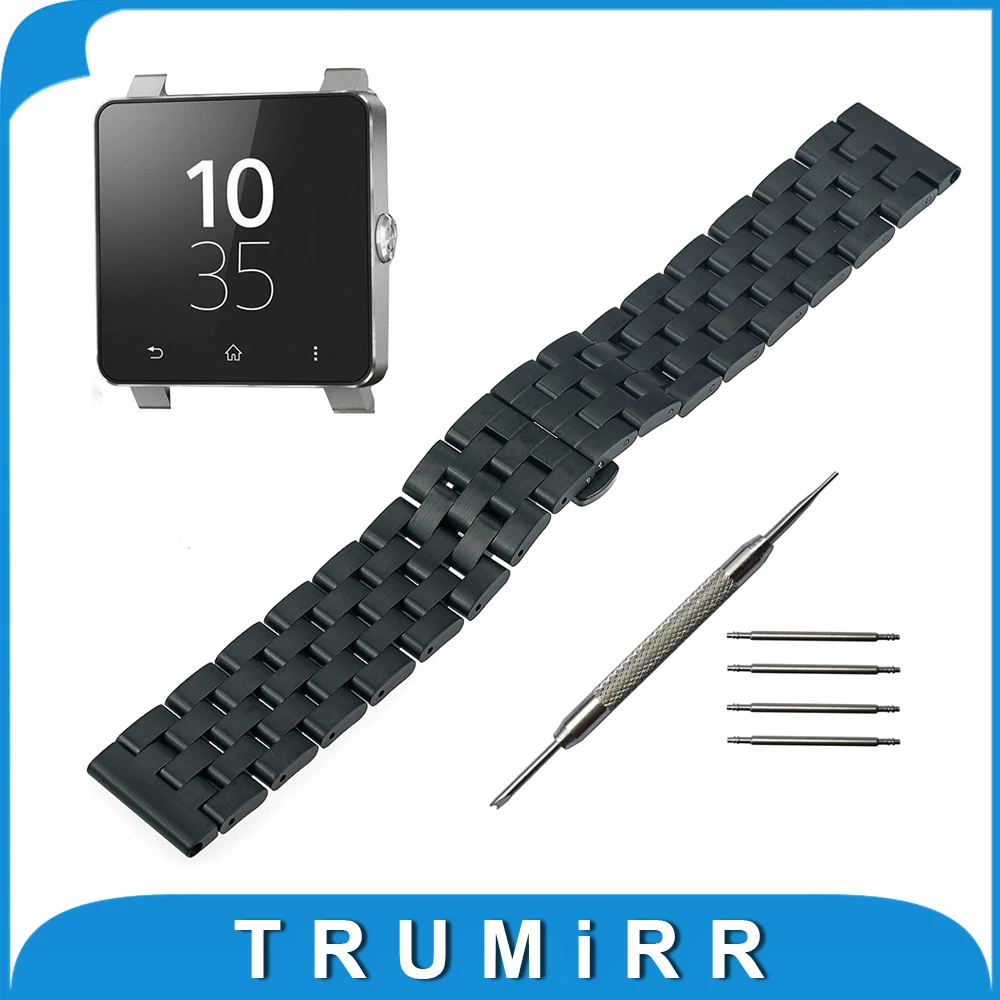 

24mm Stainless Steel Watchband with Butterfly Buckle for Sony Smartwatch 2 SW2 Watch Band Strap Bracelet all Links Removable