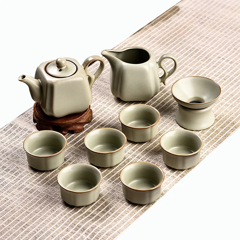 China Ceramic Kung Fu Teapot for Green Jasmine Tea 10 Piece Teapot Cups