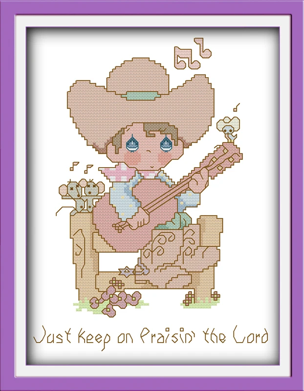 

Just keep on praise the lord , counted printed on fabric DMC 14CT 11CT Cross Stitch kits,embroidery needlework Sets, Home Decor