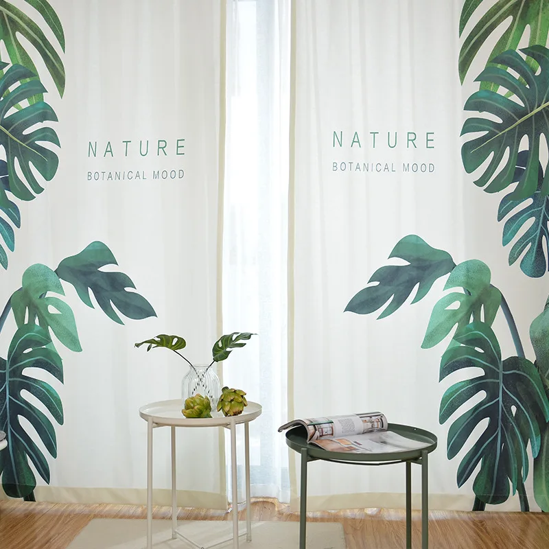 Современные элегантные на заказ зеленые листья растений печати шторы тенты теплоизолированные окна декор для гостиной спальни затемнение