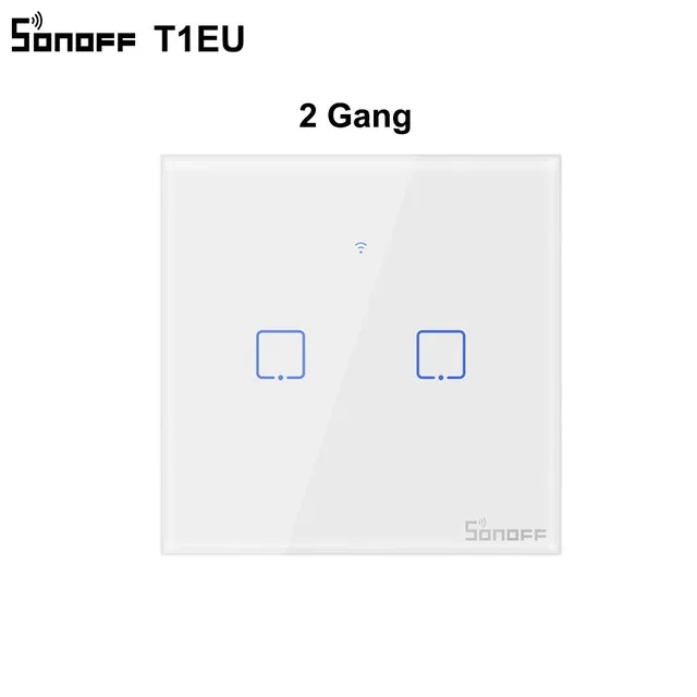 Sonoff TX T1 EU 1 2 3 банды Wifi/433/RF переключатель модуль автоматизации умного дома настенный сенсорный таймер со светодиодной подсветкой переключатель работа с Alexa - Комплект: Sonoff T1 EU 2gang