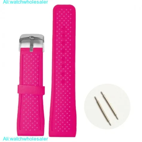 24mm Magenta Color Silicone Jelly Rubber Ladies Watch Band Straps WB1078J24JB