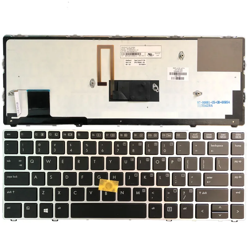 

New US laptop keyboard FOR HP EliteBook Folio 9470M 9470 9480 9480M silver frame with backlight/point 785678-001 6037B0080101