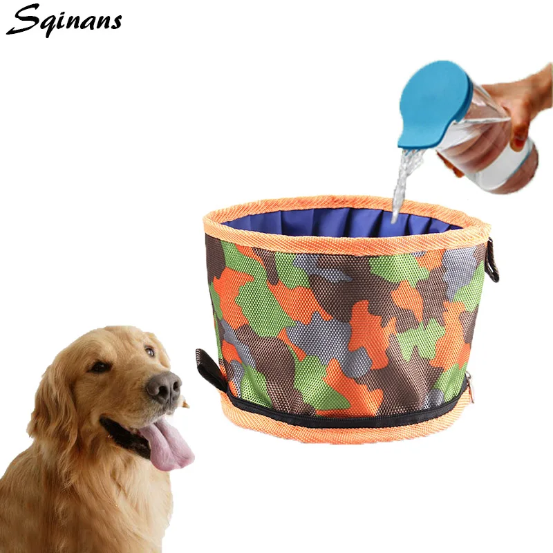 Sqinans Портативная Складная миска для собак, для щенков, кошек, поилка для питья, камуфляжная цветная миска для собак, для путешествий, миска для воды, товары для домашних животных S/L