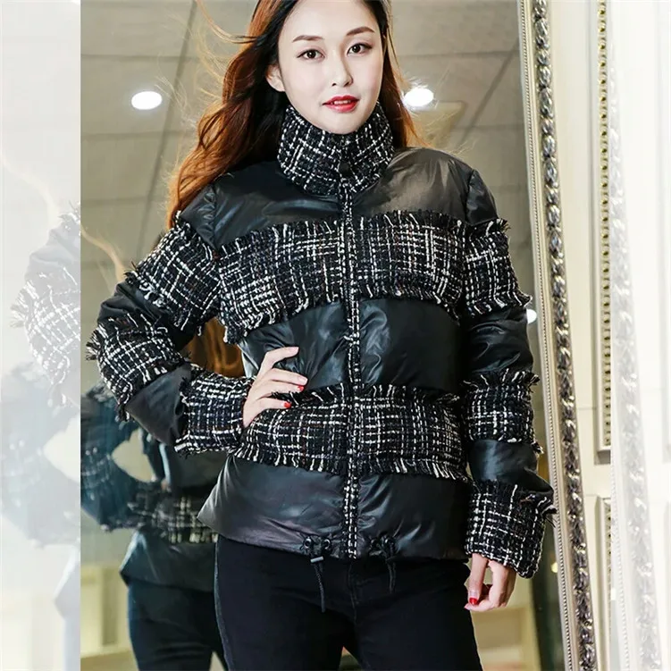 Greatest  New turtleneck tweed prepare the splicing of bread thick down cotton-padded jacket F1006 fashion co