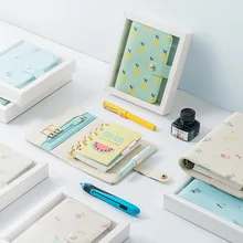 Модные Мультяшные блокноты в Корейском стиле, милые летние блокноты из искусственной кожи, с коробкой в подарок, блокноты внутри